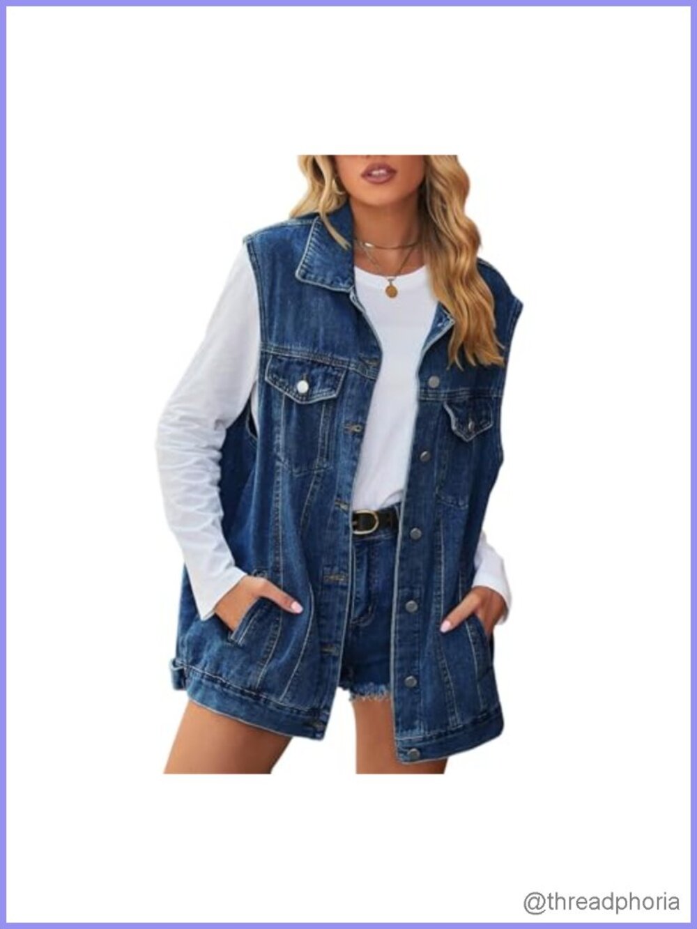 Women's Oversized Denim Vest Button Sleeveless Jacket